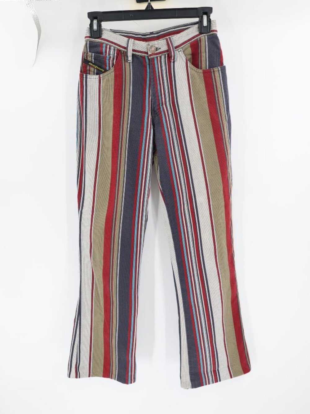 VTG Y2K Diesel Pants Womens 26 corded Bootcut Striped Low Rise Made in Italy